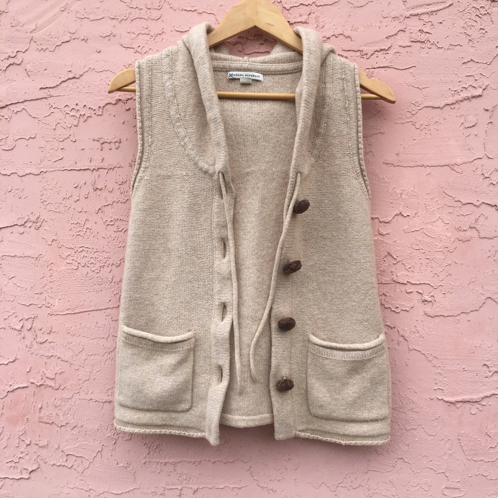 Banana Republic Vest Cashmere Wool Nautical Fisherman Core Coastal Cowgirl